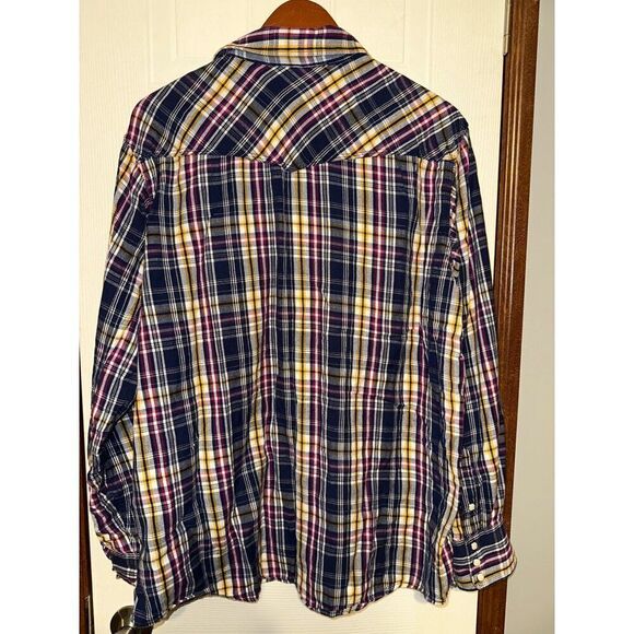 Ariat Men’s Plaid Button Up Shirt -Navy/Maroon/Yellow/WhiteSize XL - Picture 2 of 13
